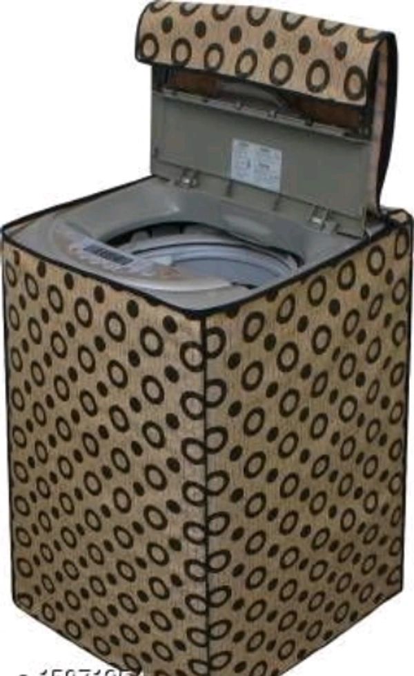 DREAM CURE Portable Washing Machine Brown Color Printed   PVC Cover,Top Load Waher Dryer Cover Water Proof ,  Full Automatic /Wheel Washing Machine Cover For 6 Kg Cover -  Grey/Black